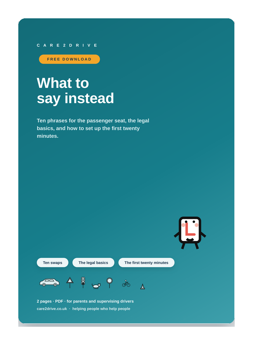 Cover of the free Care2Drive sheet: What to say instead